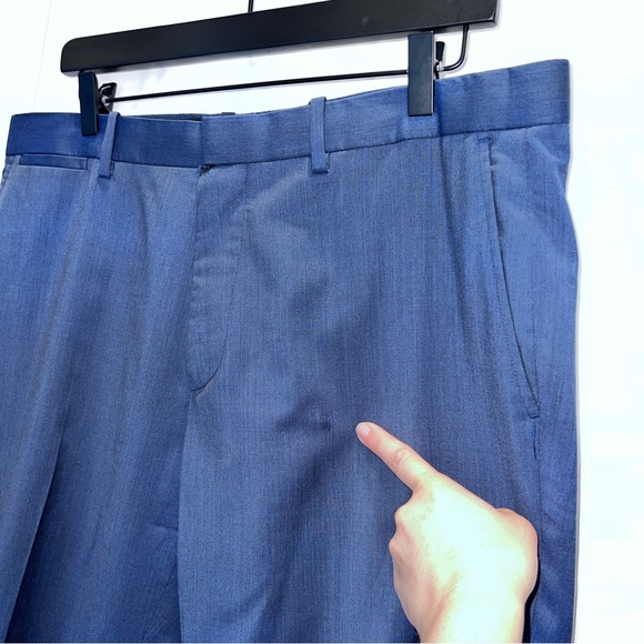 Theory Men’s Navy Virgin Wool Cashmere Dress Pants 34x31” Straight Leg - Picture 9 of 15